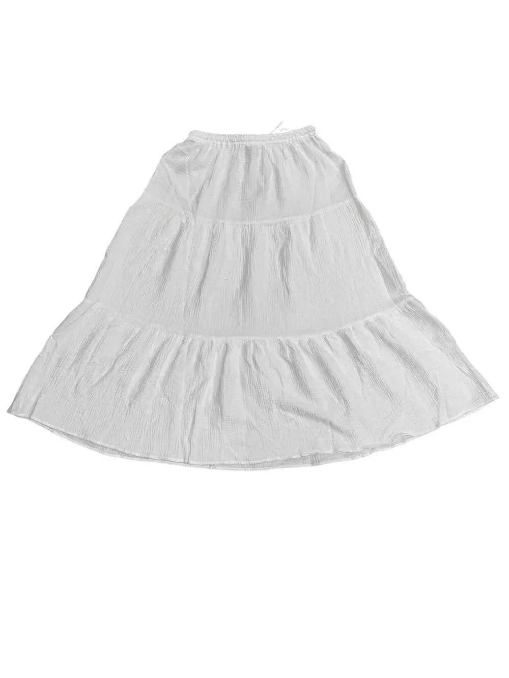Philosophy Republic White Crinkle Cotton Gauze Tiered Midi Skirt Medium NWT